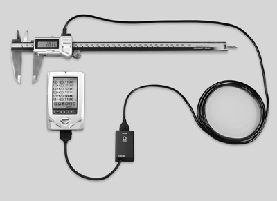Coolant-proof caliper with Absolute Encoder 300mm type CD-30GM and PocketDL / PocketML, a PDA type mobile data logger
