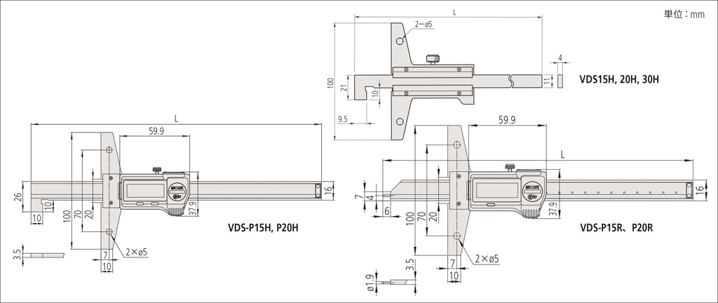 フック付デプスゲージ VDS-PH VDS-P15H | 商品 | ミツトヨ