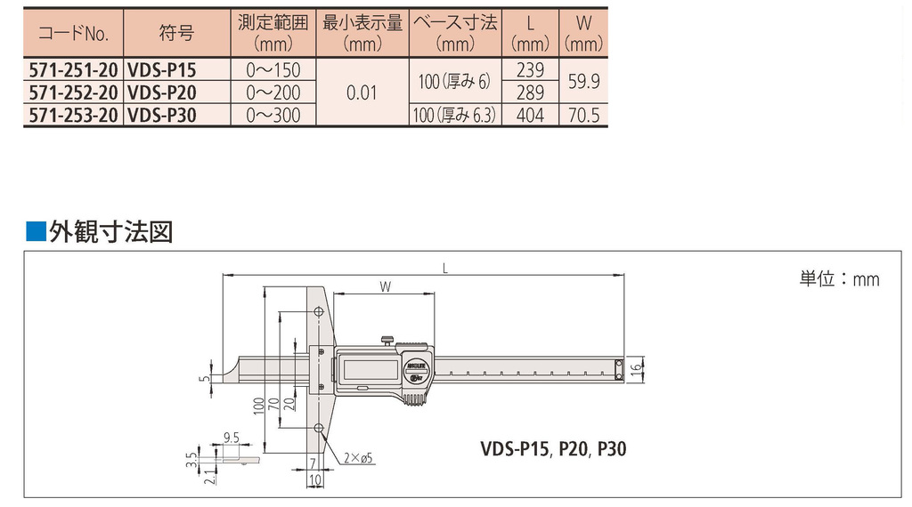 ABSデジマチックデプスゲージ VDS-P VDS-P15 | 商品 | ミツトヨ