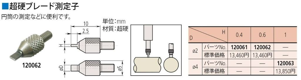 超硬ブレード測定子 | 商品 | ミツトヨ
