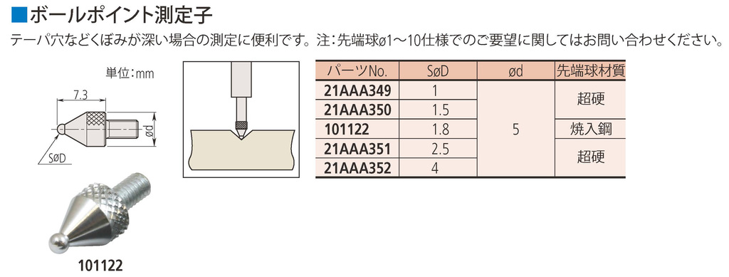 買物 ミツトヨ Mitutoyo 124-823 アクセサリ オプション ボール測定子 一対 ボールの径