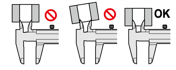 ノギスの正しい使い方と注意点　内側測定　注意点