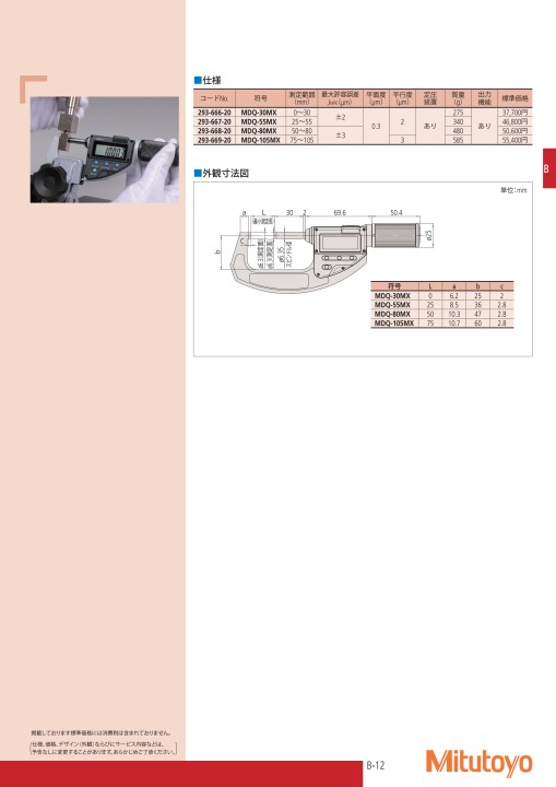 流行のアイテム ミツトヨ マイクロメータ CSM3-13 147-103